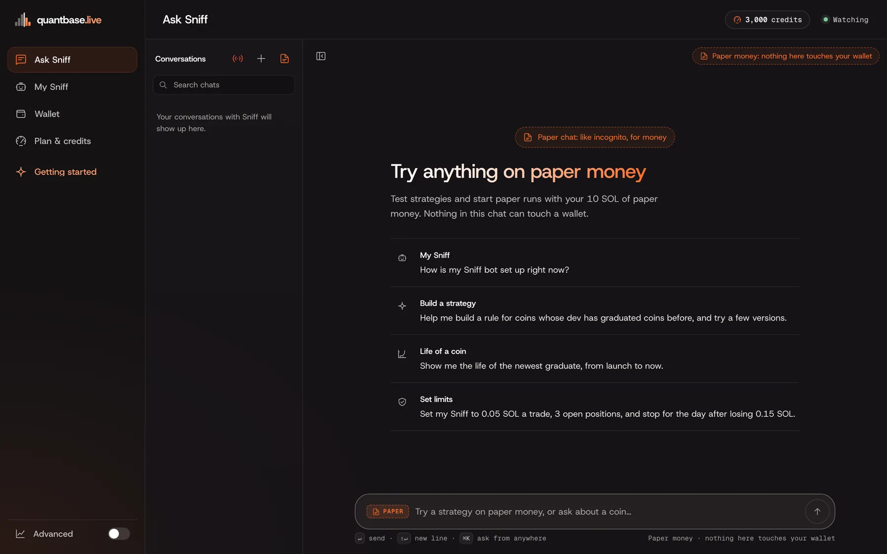 QuantBase app: Tell the agent your rule