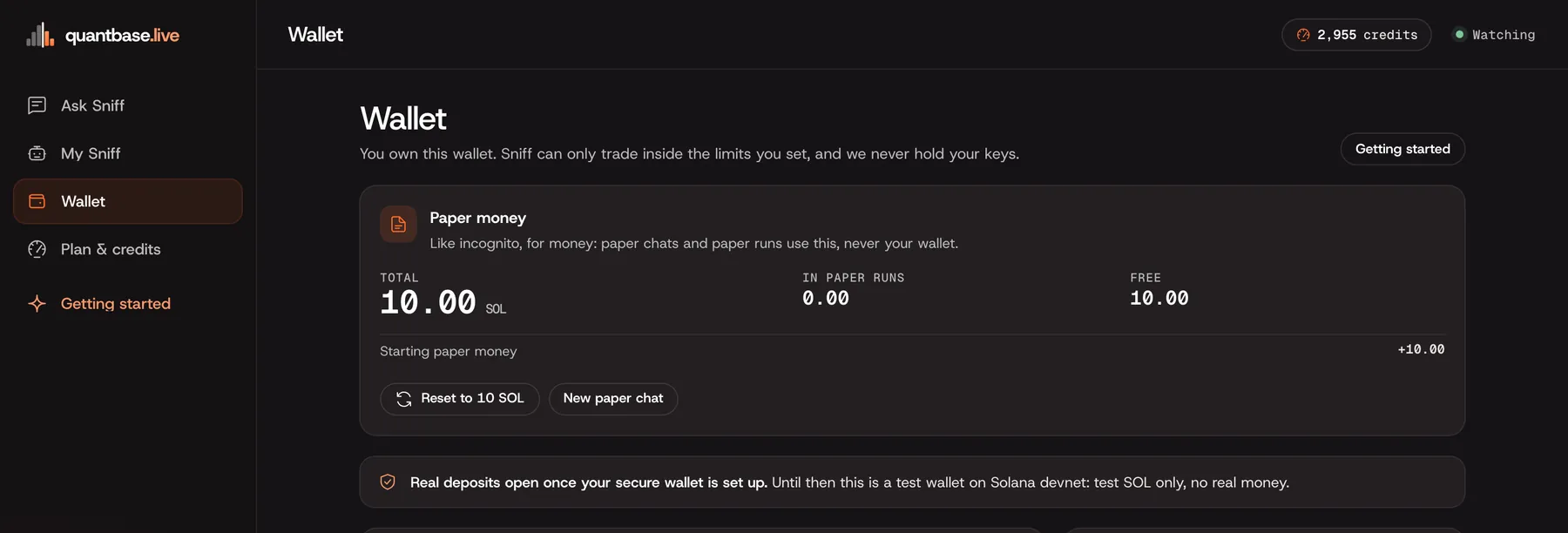 QuantBase app: Start on paper